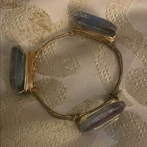 Source Unknown Gold Wire Bracelet with Blue-Violet Crystal Points